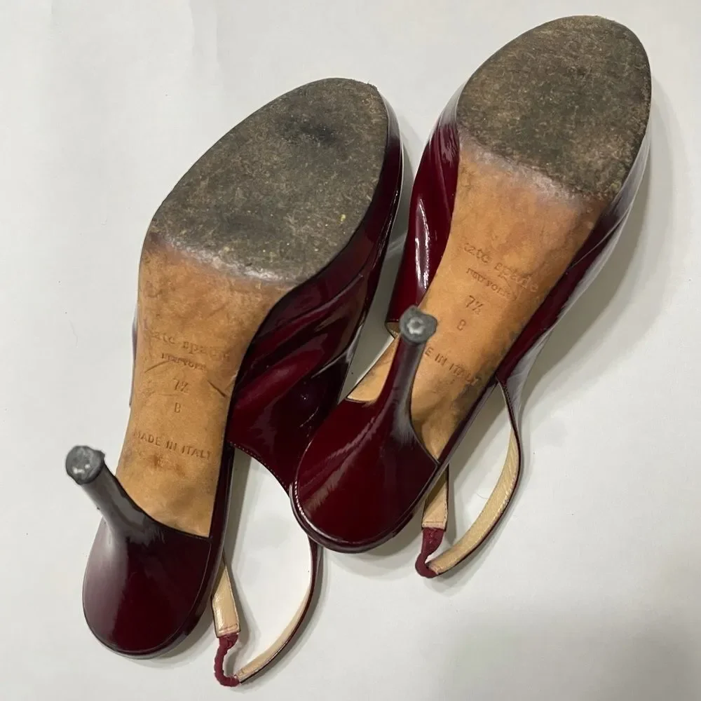 Kate Spade Maroon Patent Leather‎ Slingback Heels